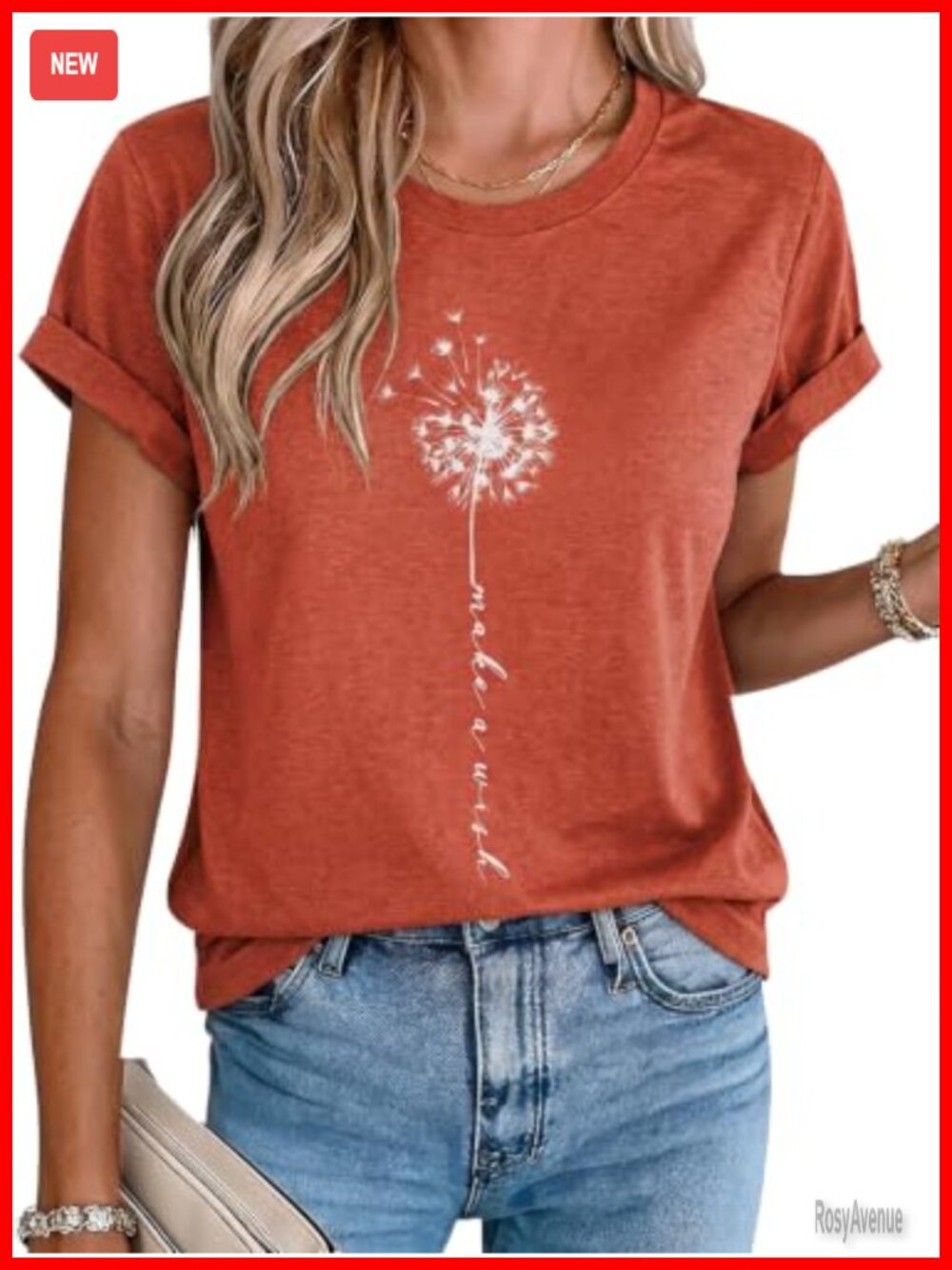 Womens Make A Wish Dandelion Graphic Tee Short Sleeve Crew Neck Casual